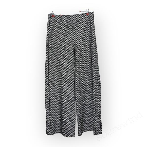 Medium Spanx Perfect Fit Ponte Jacquard Wide-Leg Pants Check Plaid High-Waist - Picture 6 of 13